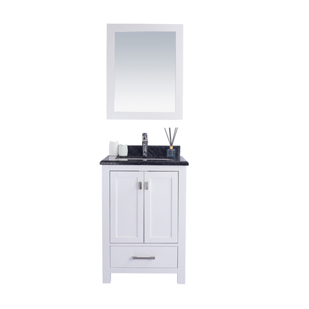 LAVIVA Wilson 24, White Cabinet & Black Wood Countertop 313ANG-24W-BW